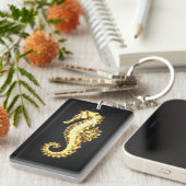 金ゴールド多角形船馬 キーホルダー (正面右)