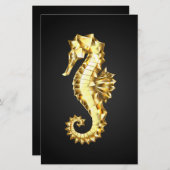 金ゴールド多角形船馬 便箋 (正面/裏面)