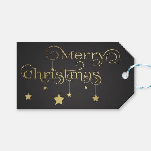 金ゴールド大切メリークリスマススター ギフトタグ (正面(横))