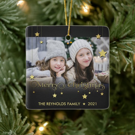 金ゴールド大切メリークリスマススター セラミックオーナメント (ツリー)