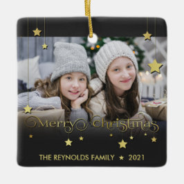 金ゴールド大切メリークリスマススター セラミックオーナメント