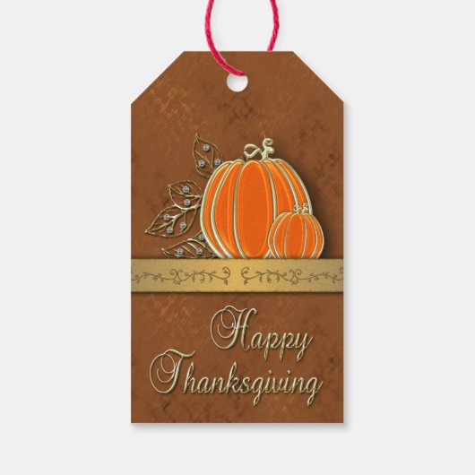 金ゴールド大切感謝祭パンプキ葉ン ギフトタグ (裏面)