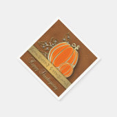 金ゴールド大切感謝祭パンプキ葉ン スタンダードカクテルナプキン (角)