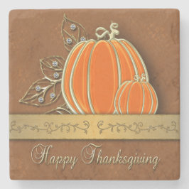 金ゴールド大切感謝祭パンプキ葉ン ストーンコースター