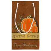 金ゴールド大切感謝祭パンプキ葉ン スモールペーパーバッグ (裏面)