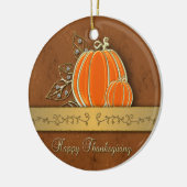 金ゴールド大切感謝祭パンプキ葉ン セラミックオーナメント (左)