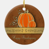 金ゴールド大切感謝祭パンプキ葉ン セラミックオーナメント (裏面)