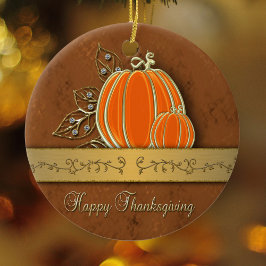 金ゴールド大切感謝祭パンプキ葉ン セラミックオーナメント