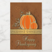 金ゴールド大切感謝祭パンプキ葉ン フードラベル (シングルラベル)