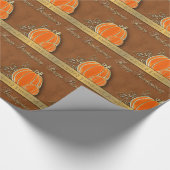 金ゴールド大切感謝祭パンプキ葉ン ラッピングペーパー (角)
