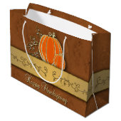 金ゴールド大切感謝祭パンプキ葉ン ラージペーパーバッグ (裏面アングル)