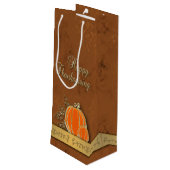 金ゴールド大切感謝祭パンプキ葉ン ワインギフトバッグ (裏面アングル)
