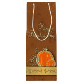 金ゴールド大切感謝祭パンプキ葉ン ワインギフトバッグ (正面)