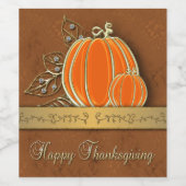 金ゴールド大切感謝祭パンプキ葉ン ワインラベル (シングルラベル)