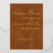 金ゴールド大切感謝祭パンプキ葉ン 箔シーズンカード (裏面)