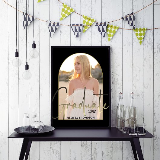 金ゴールド大学院スクリプトブラックアーチフォトパーティー ポスター