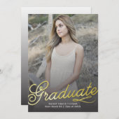 金ゴールド大学院スクリプト卒業写真のお知らせ 案内状 (正面/裏面)