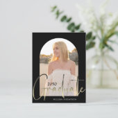 金ゴールド大学院スクリプト黒アーチ2枚の写真Vellum ポストカード (スタンド正面)