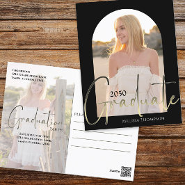 金ゴールド大学院スクリプト黒アーチ2枚の写真Vellum ポストカード