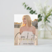 金ゴールド大学院スクリプト黒2つのVellum写真予算 ポストカード (スタンド正面)