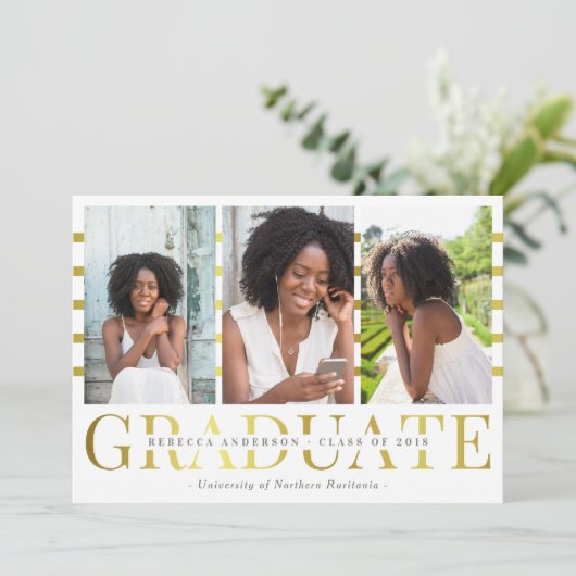 金ゴールド大学院トレンディー写真卒業発表 案内状 (スタンド正面)