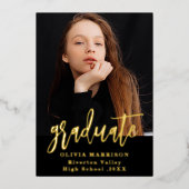 金ゴールド大学院トレンディー写真卒業発表 箔招待状 (正面)