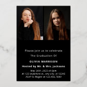 金ゴールド大学院トレンディー写真卒業発表 箔招待状 (裏面)