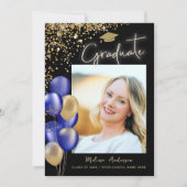 金ゴールド大学院フォトブルー海軍バルーン 案内状 (正面)