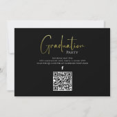 金ゴールド大学院ブラックフォトQRコードソーシャルメディア 招待状 (裏面)