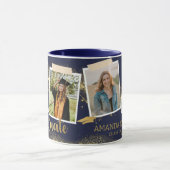 金ゴールド大学院写真名ブルー卒業 マグカップ (中央)