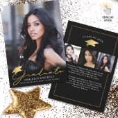 金ゴールド大学院手書きスクリプト黒4枚 案内状