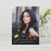 金ゴールド大学院手書きスクリプト黒4枚 案内状 (スタンド正面)