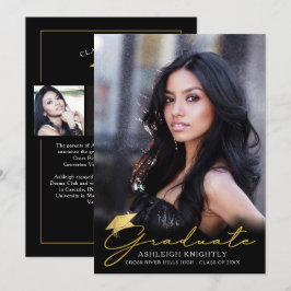 金ゴールド大学院手書きスクリプト黒4枚 案内状