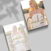 金ゴールド大学院黒書道シンプル2枚写真 招待状