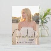 金ゴールド大学院黒書道フォトQRコード 招待状 (スタンド正面)