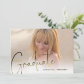 金ゴールド大学院黒書道フォトQRコード 招待状 (スタンド正面)