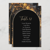 金ゴールド大理石およびアーチ型テーブル番号座席表 招待状 (正面/裏面)
