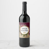 金ゴールド大理石とブルゴーニュ結婚花模様ズ感謝してい ワインラベル (正面)