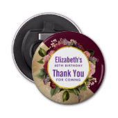 金ゴールド大理石とブルゴーニュ花模様誕生日の恩恵 栓抜き (正面)