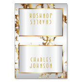 金ゴールド大理石とホワイトサテン – 座席表 テーブルナンバー (正面)