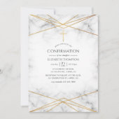 金ゴールド大理石のジオメトリ確認 招待状 (正面)