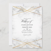 金ゴールド大理石の結婚幾何学的な写真 招待状 (正面)