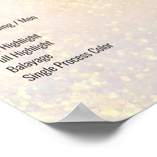 金ゴールド大理石グリッターサロン価格表ポスター ポスター (角)