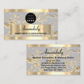 金ゴールド大理石グリッターファッションビューティックショップグレー 名刺 (正面/裏面)