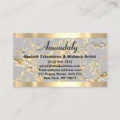 金ゴールド大理石グリッターファッションビューティックショップグレー 名刺 (裏面)