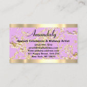 金ゴールド大理石グリッターファッションビューティックショップバイオレット 名刺 (裏面)