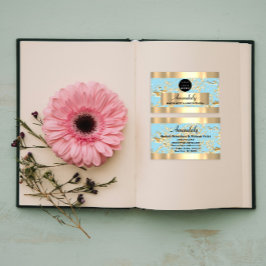 金ゴールド大理石グリッターファッションビューティックショップブルー 名刺