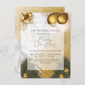 金ゴールド大理石グリッター年&クリスマスパーティー供給 シーズンポストカード (正面/裏面)