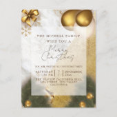 金ゴールド大理石グリッター年&クリスマスパーティー供給 シーズンポストカード (正面)