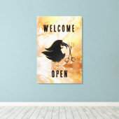 金ゴールド大理石サロンウェルカムオープン キャンバスプリント (インサイチュ (ウッドフロア))